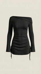 Jennifer - Rosa Mae Ruched Off-Shoulder Long Sleeve Mini Dress