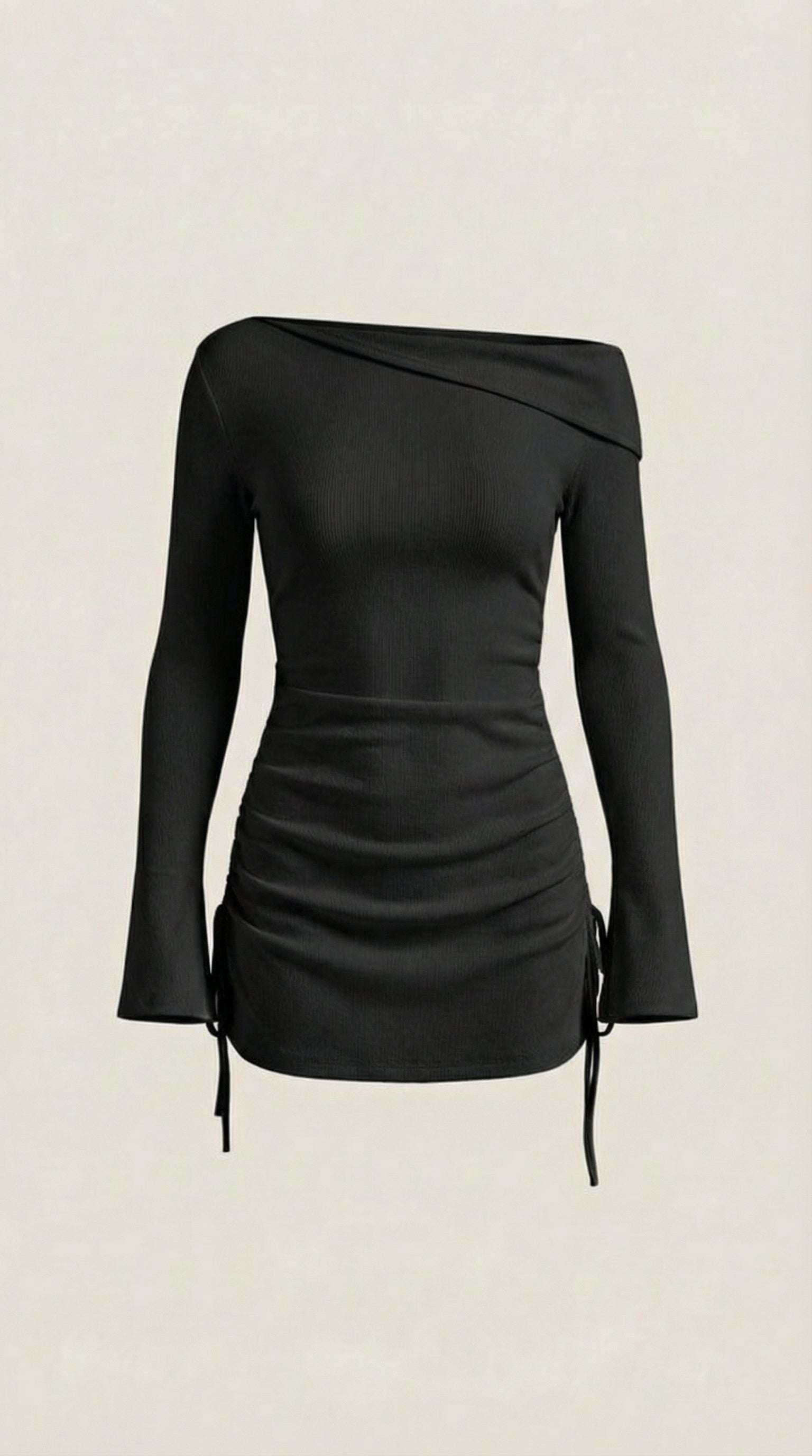 Jennifer - Rosa Mae Ruched Off-Shoulder Long Sleeve Mini Dress