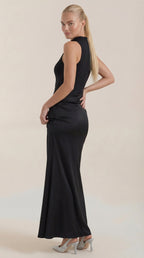 Mary - Mock Neck Sleeveless Twist Knot Maxi Dress