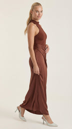 Mary - Mock Neck Sleeveless Twist Knot Maxi Dress