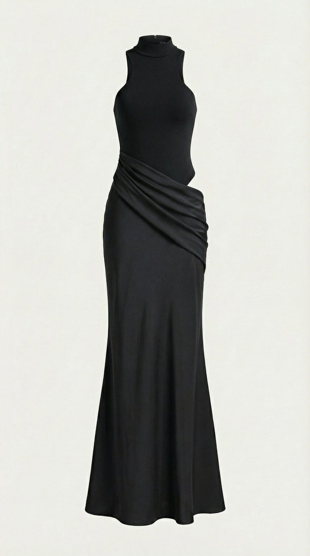 Mary - Mock Neck Sleeveless Twist Knot Maxi Dress