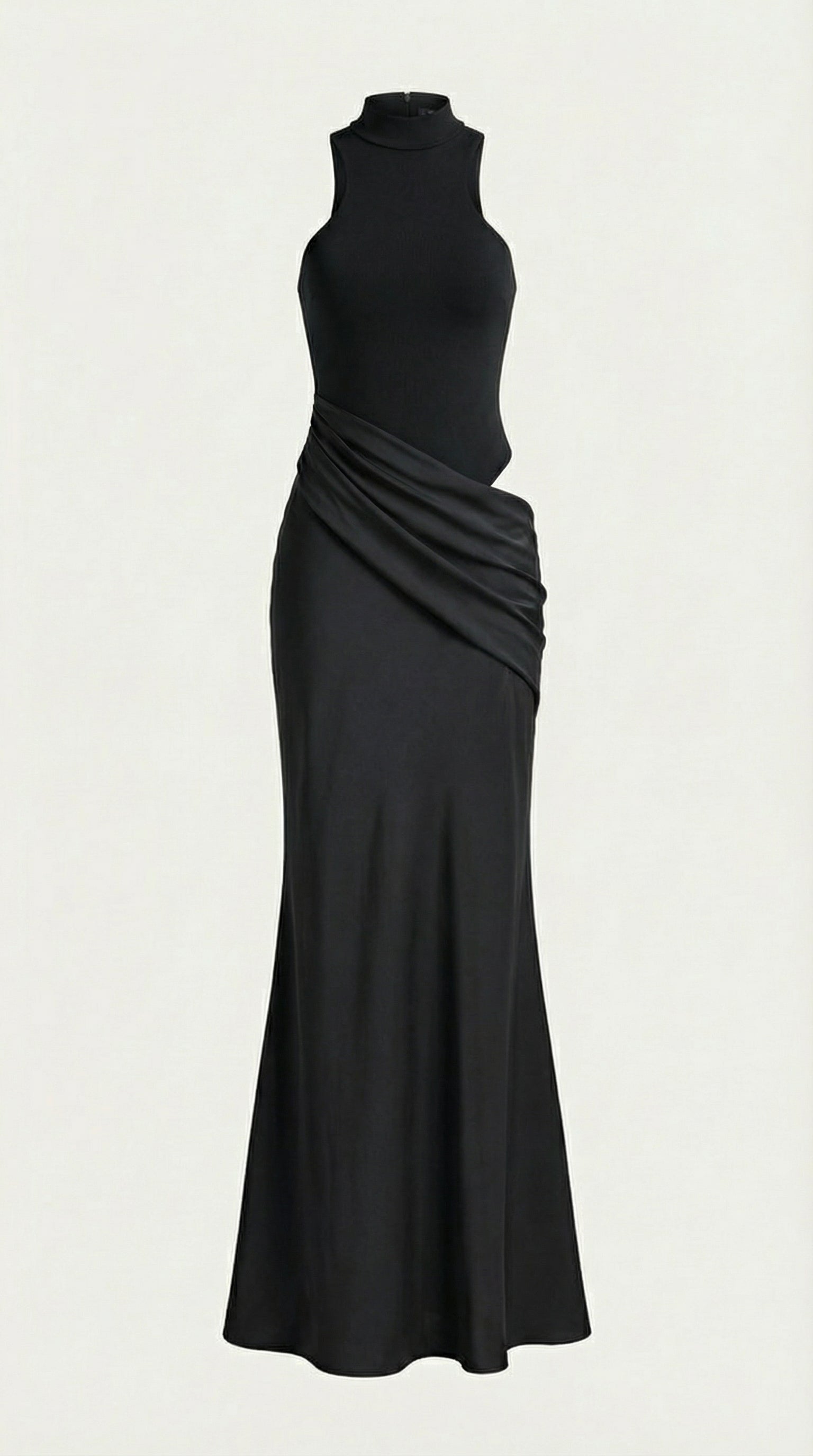 Mary - Mock Neck Sleeveless Twist Knot Maxi Dress