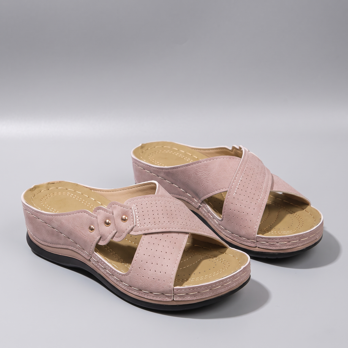 Solara Buckle-Detail Wedge Mules - View 2