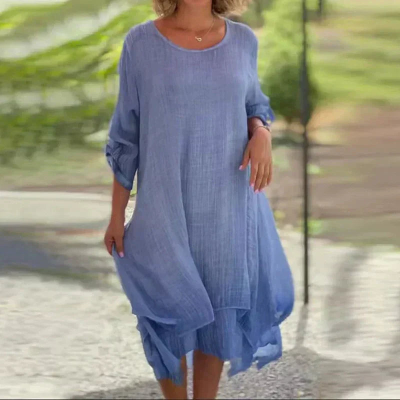 Rosalie | Women's Layered Midi Dress 3/4 Sleeve Casual Summer Dress