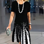 Katherine | Women’s Printed Short Sleeve A Line Midi Dress