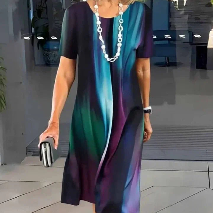 Katherine | Women’s Printed Short Sleeve A Line Midi Dress