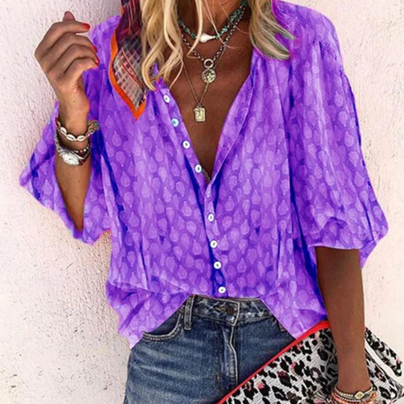 Silke - Women's Blouse with Pattern and Loose Fit