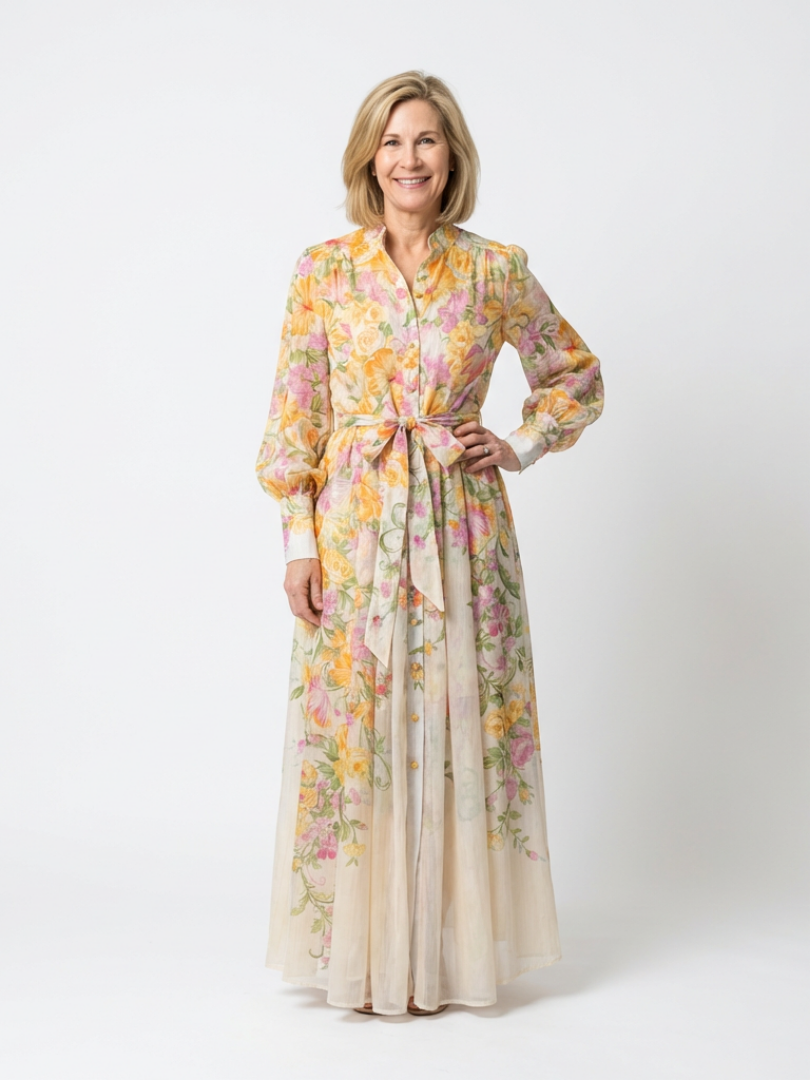 Cressida | Floral Sheer Long Sleeve Maxi Dress 1