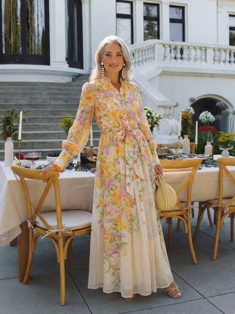 Cressida | Floral Sheer Long Sleeve Maxi Dress 8