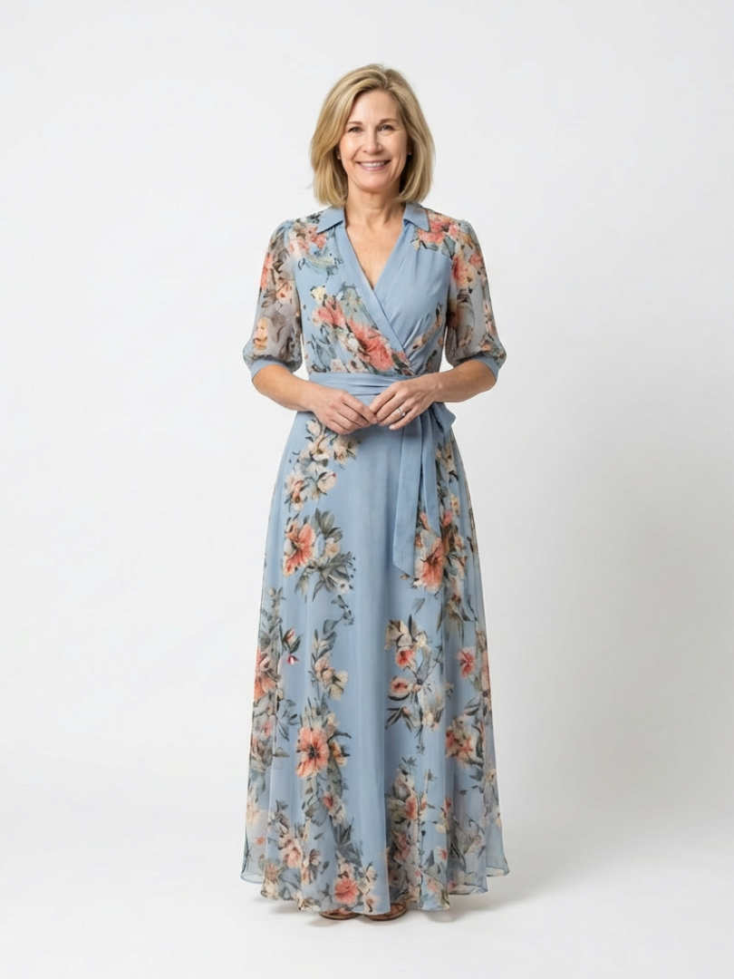 Elowen | Floral Wrap V Neck Maxi Dress 1