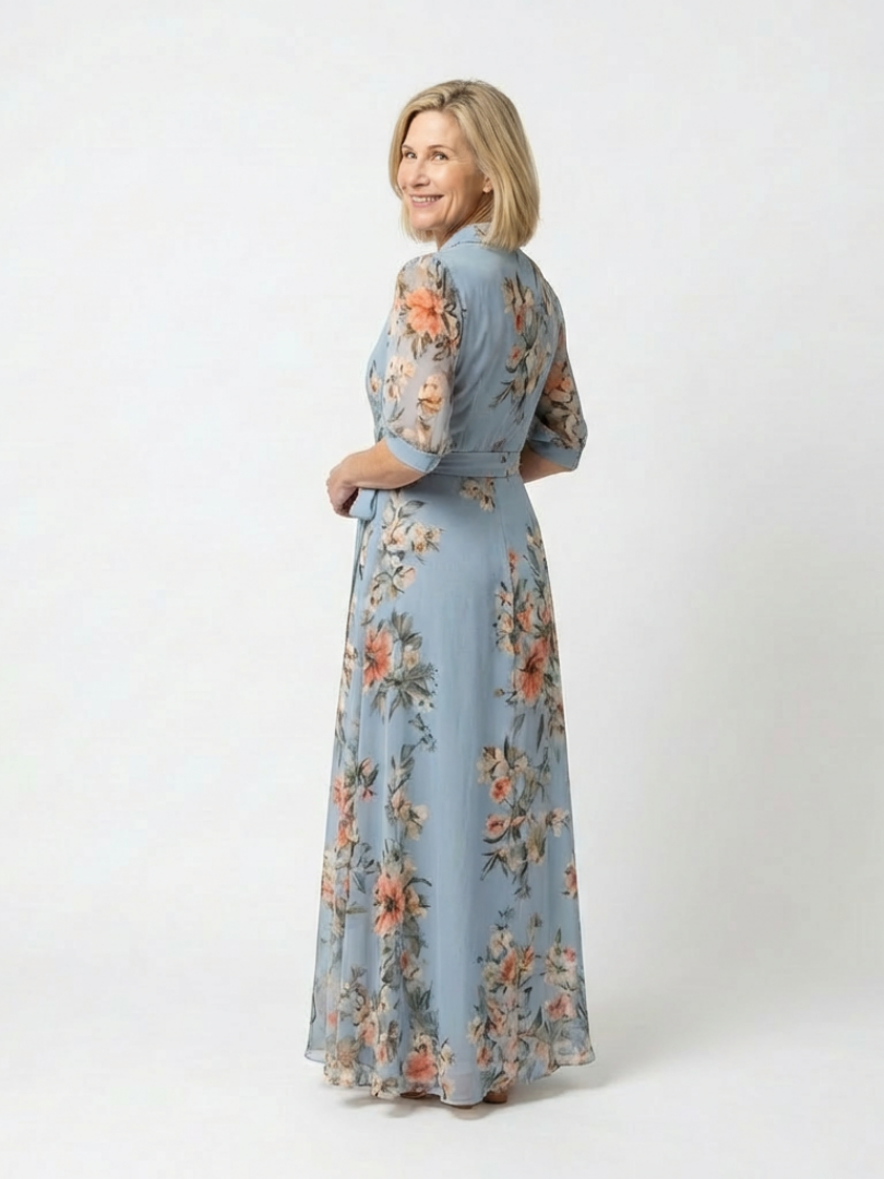 Elowen | Floral Wrap V Neck Maxi Dress 2