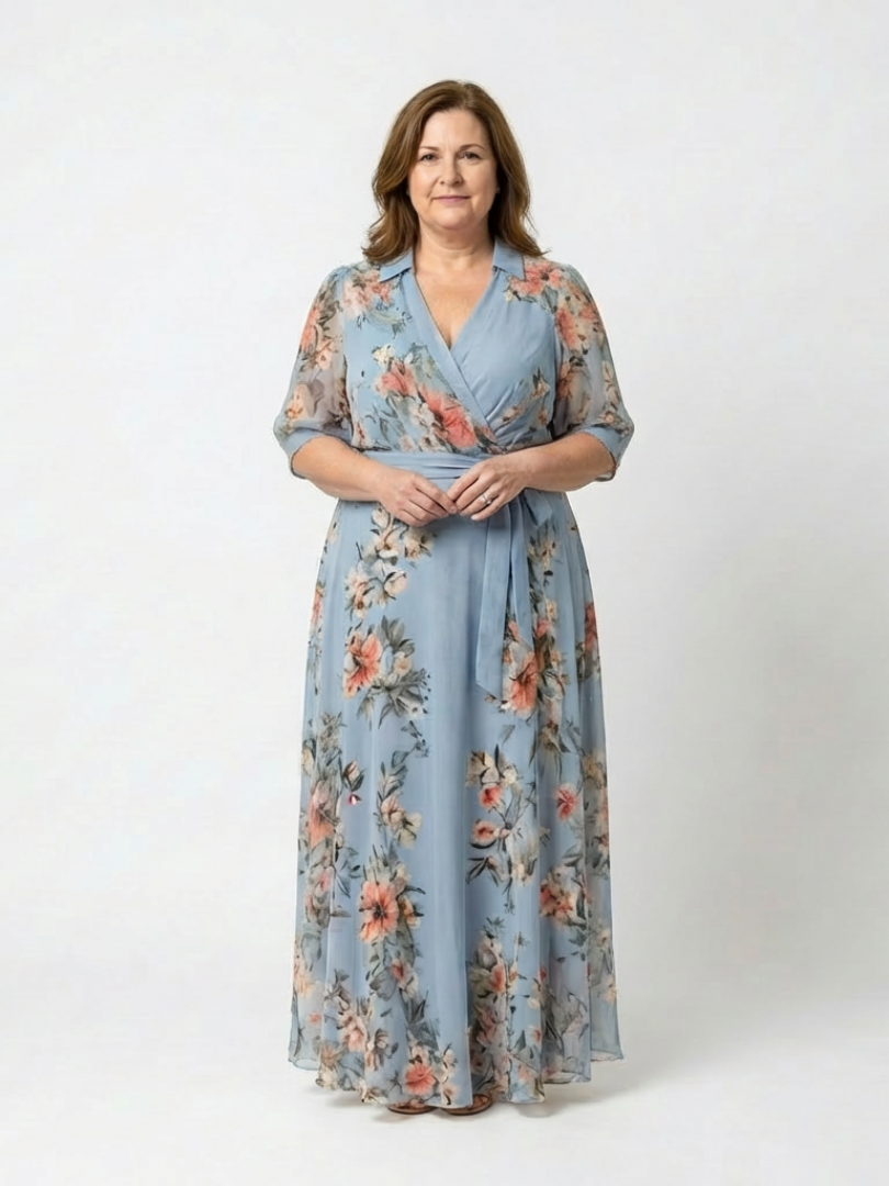 Elowen | Floral Wrap V Neck Maxi Dress 4