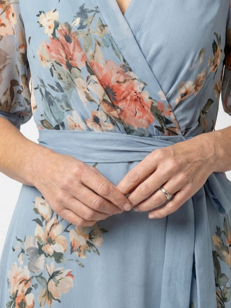Elowen | Floral Wrap V Neck Maxi Dress 3