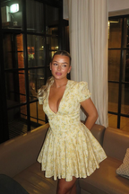 Caroline | Women’s Floral A Line Puff Sleeve Mini Dress