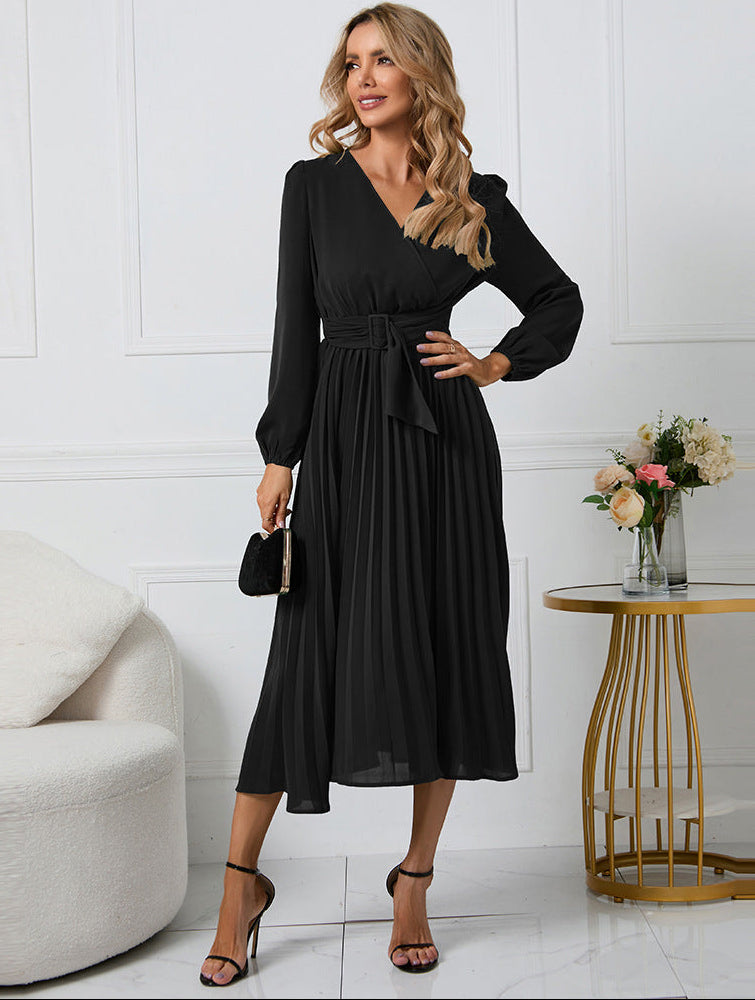 Women's Long Sleeve Midi Wedding Guest Dress