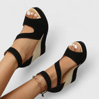 Zynavielle Black Wedge Sandals view 3
